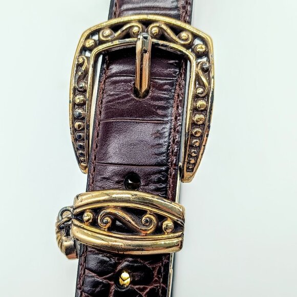 Vintage Brighton Oxblood Leather Croco Embossed Belt - Picture 4 of 7